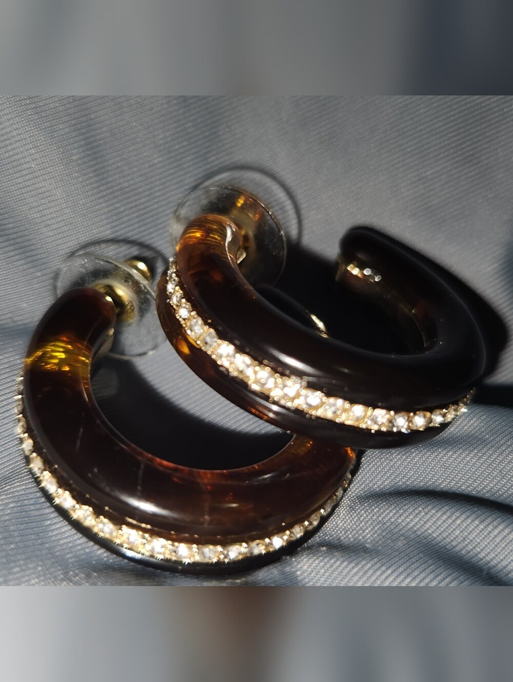 Tortoise Crystal Accent Hoop Earrings By Lane Bryant